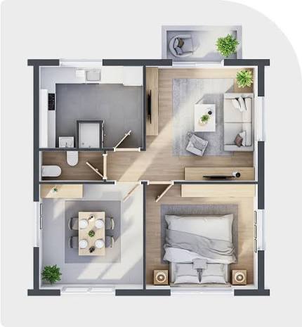 900 Sq Ft 3D House Plans