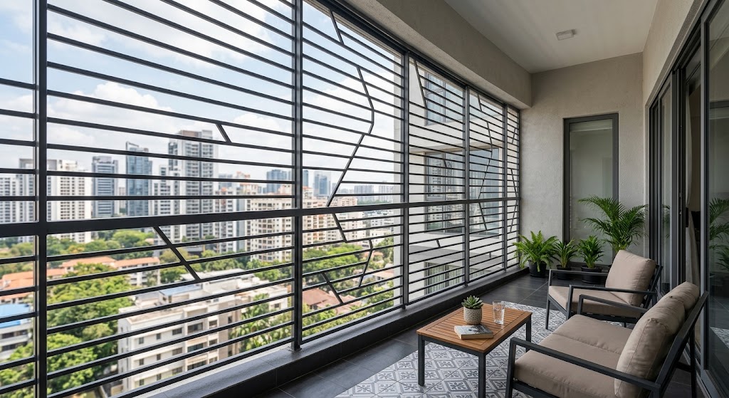 Modern Grill Design for Balcony Full Cover